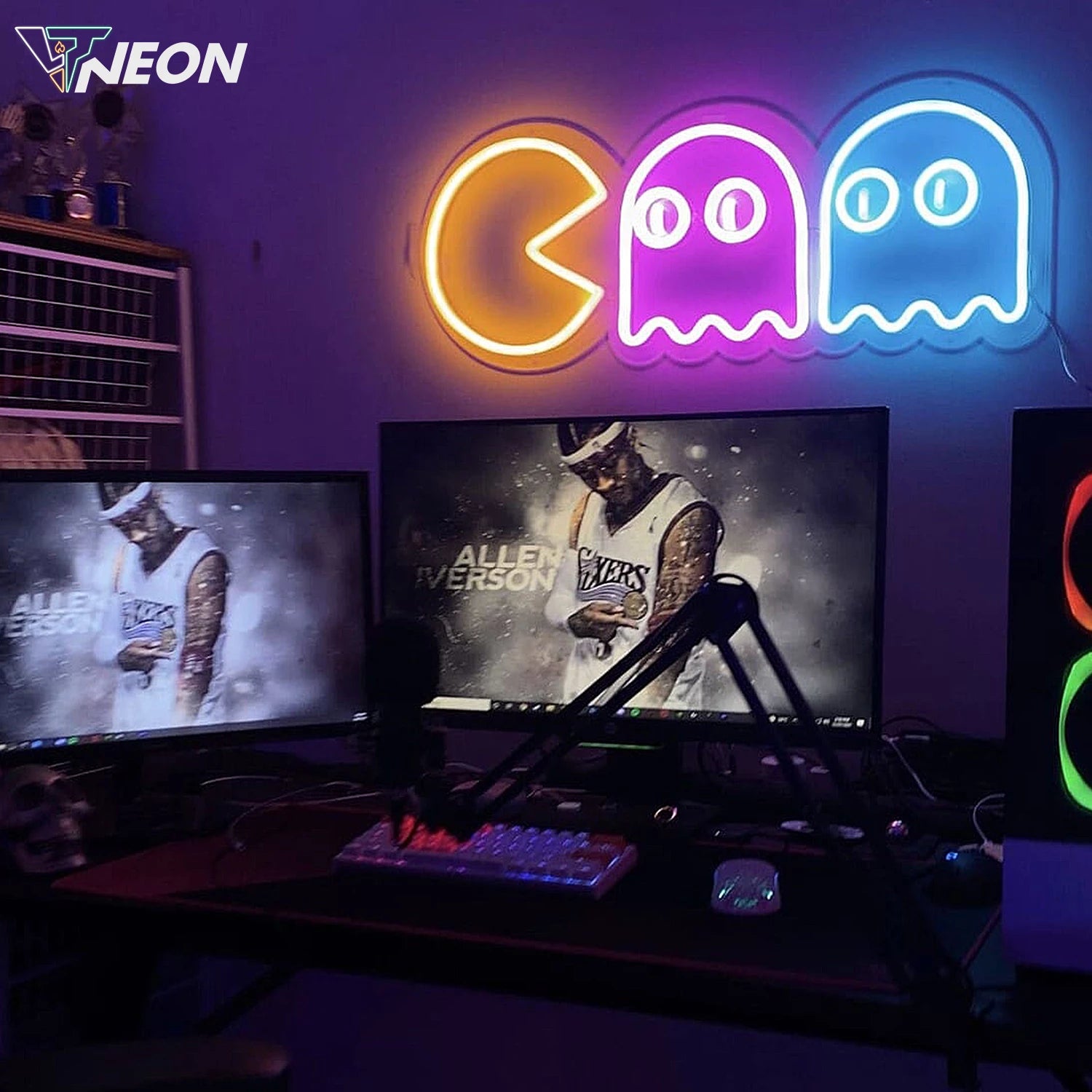 Neon light game deals room