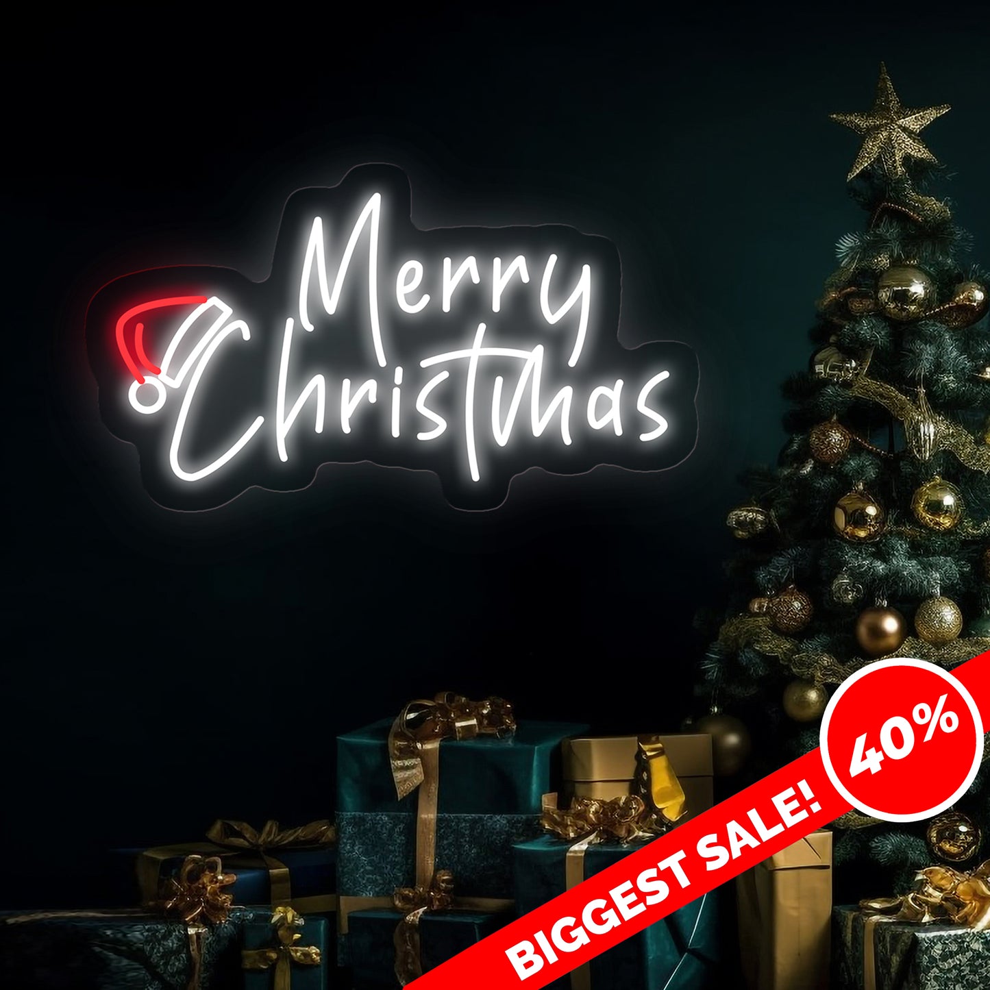 Merry Christmas Text Neon Sign