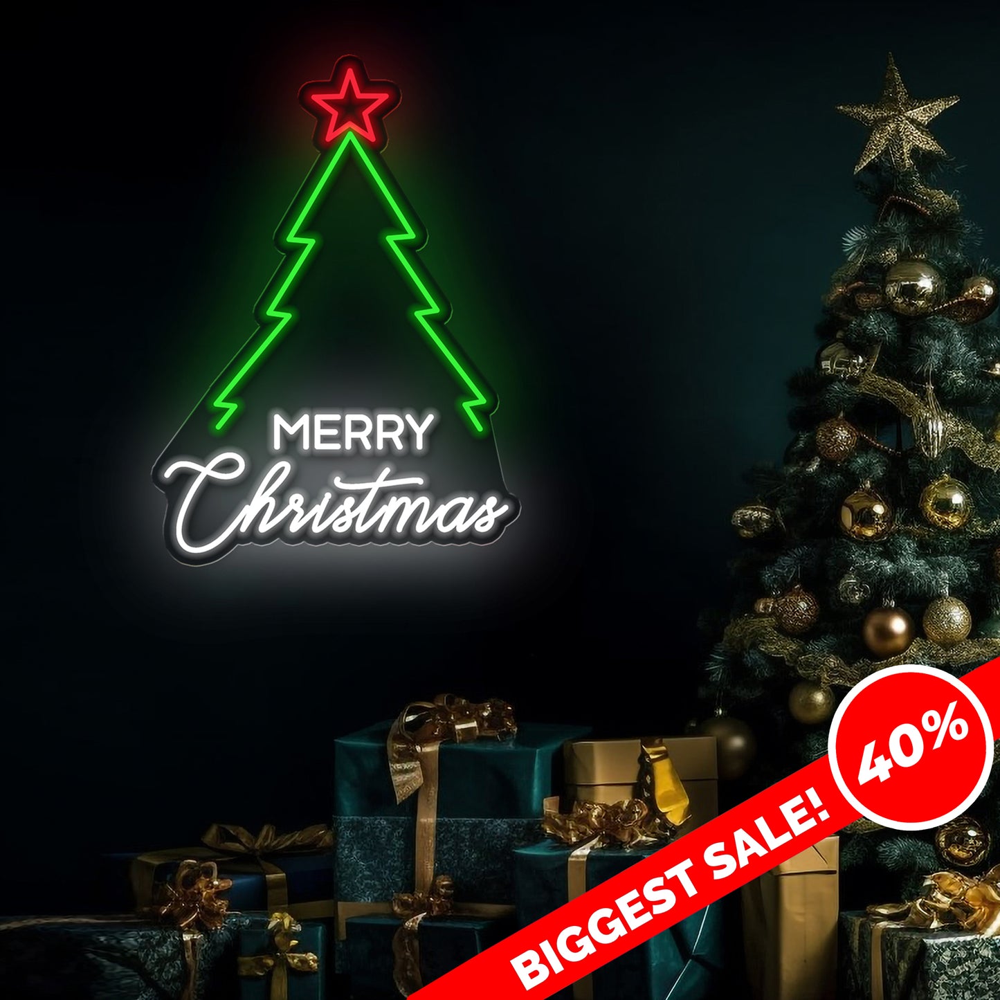 Merry Christmas Tree Neon Sign