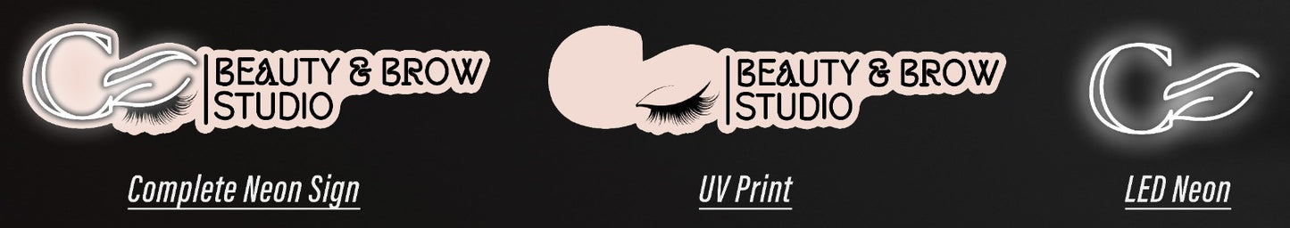 custom neon signs beauty and brows