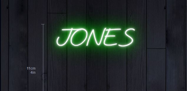 Jones custom neon sign