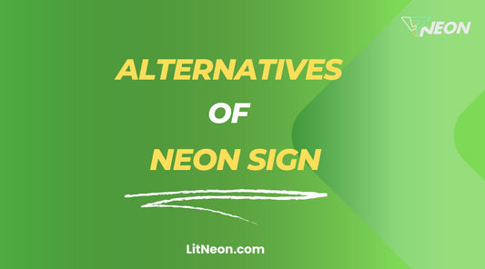 A green color background image with a text written on it alternatives of neon sign