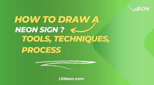 A text written in white and yellow color how to draw a neon sign?