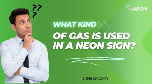 A man is looking at the text what kind of gas is used in a neon sign