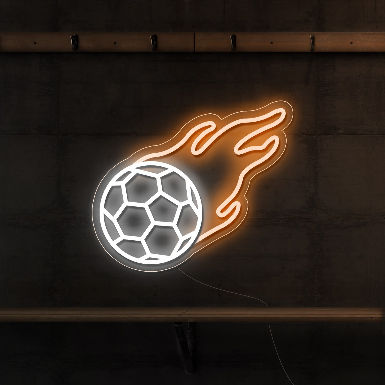 Football On Fire Neon Sign