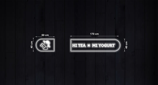 hi tea ,mi yogurt  neon light