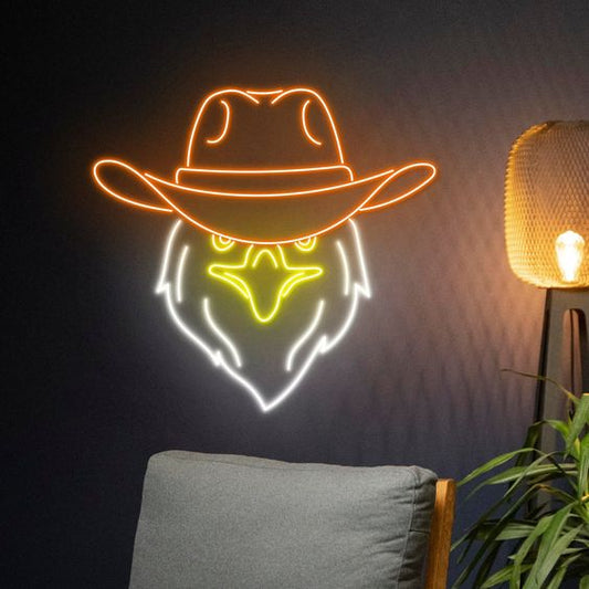 Eagle Neon Sign With Hat