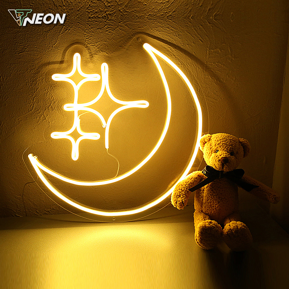 Moon with Stars Neon Sign